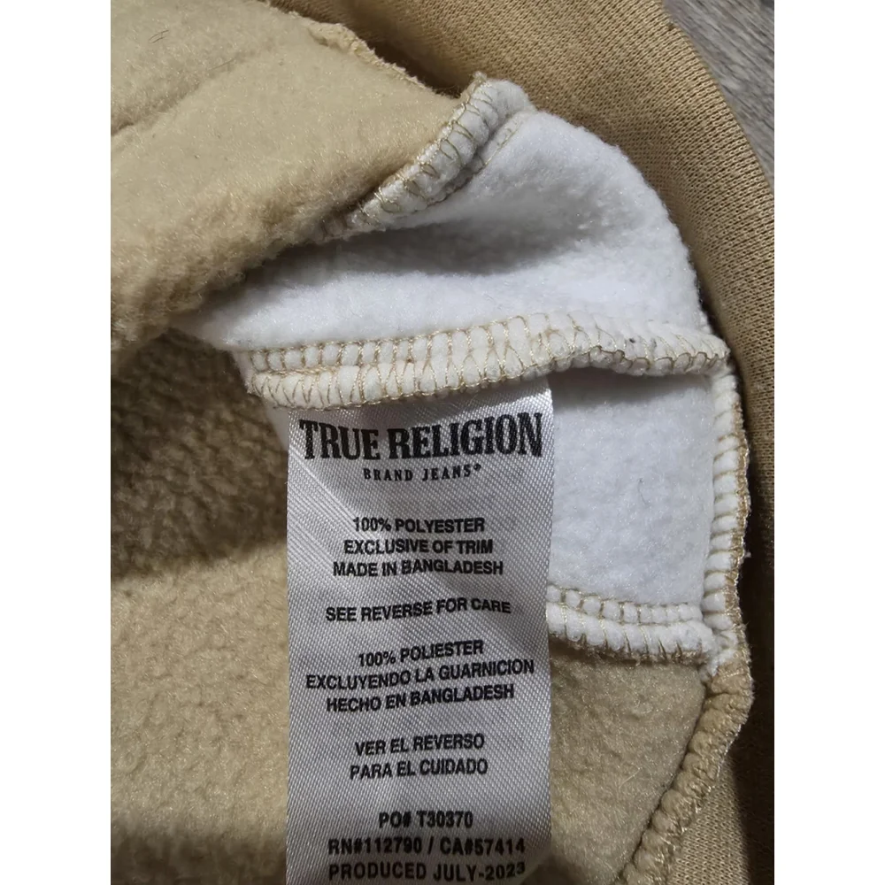 True Religion Beige Zip Up Hoodie Size Medium